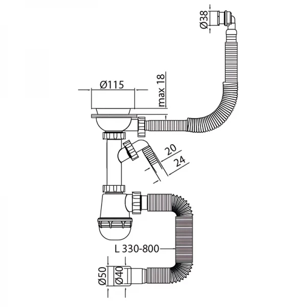 Сифон для кухні Mixxus SK-06-WH 3 1/2