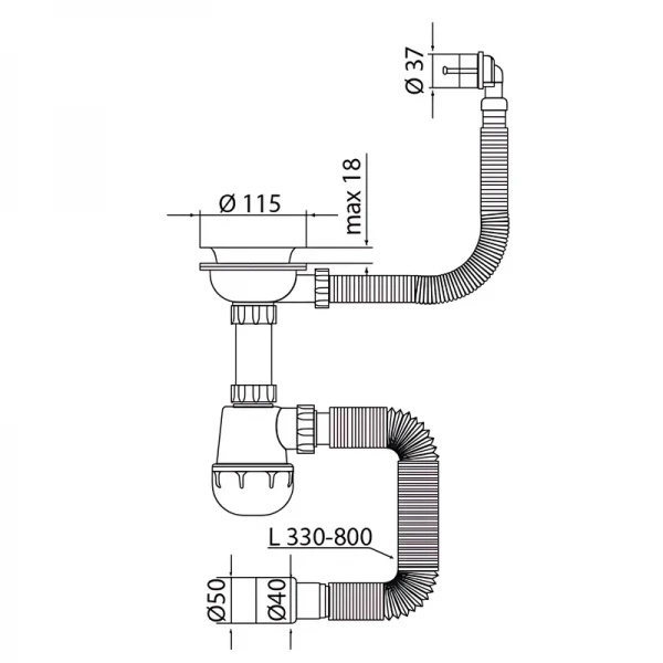 Сифон для кухні Mixxus SK-07-A 3 1/2
