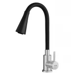 Змішувач для кухні MIXXUS SUS-011-T REFL.BLACK з силіконовим виливом з нерж. сталі SUS304, вилив чорний (MI8226)