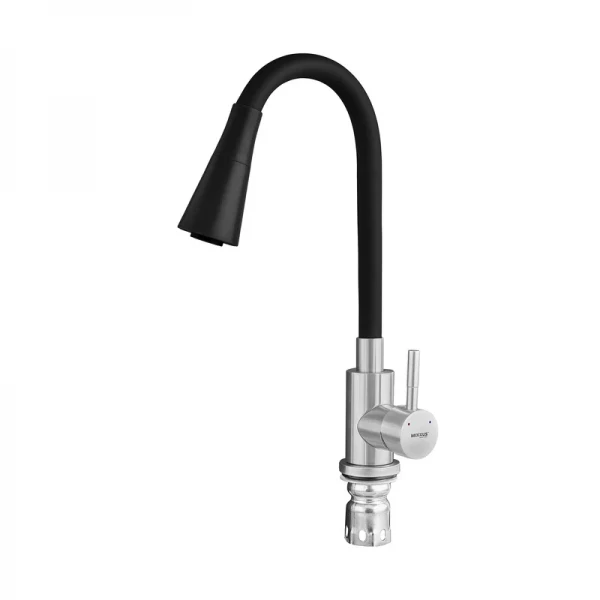 Смеситель для кухни MIXXUS SUS-011-T REFL.BLACK нержавеющая сталь/черный с гибким силиконовым изливом (MI8226)