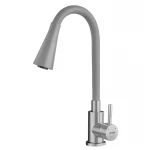 Змішувач для кухні MIXXUS SUS-011-T REFL.GRAY з силіконовим виливом з нерж. сталі SUS304, вилив сірий (MI8227)