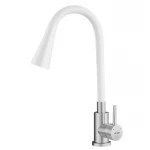 Змішувач для кухні MIXXUS SUS-011-T REFL.WHITE з силіконовим виливом з нерж. сталі SUS304, вилив білий (MI8228)