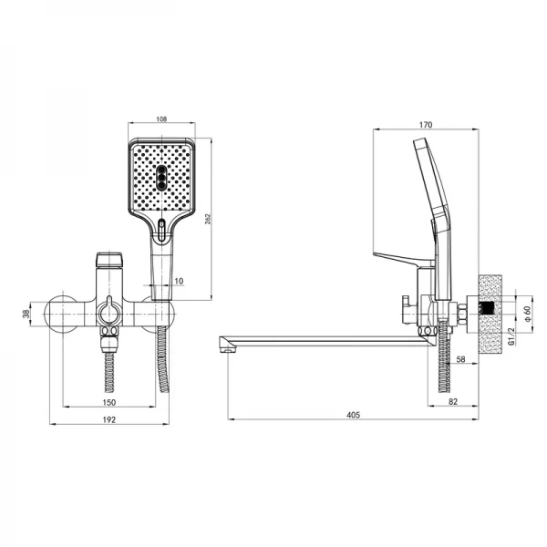 Змішувач для ванни Mixxus Premium Degas 006 латунний хромований з довгим поворотним виливом 323 мм (MI8247)