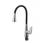 Смеситель для кухни Mixxus Premium Matis 011-T латунный хром/черный с гибким силиконовым изливом MI8266 (MI8266)