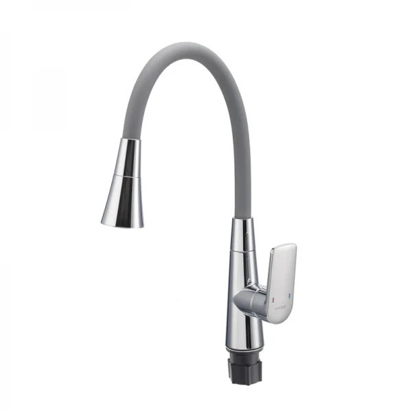 Смеситель для кухни Mixxus Premium Matis 011-T латунный, хром/серый, с гибким изливом MI8267 (MI8267)