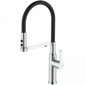 Змішувач для кухні MIXXUS PREMIUM PULL 017 REFL.BLACK (Колір хром+силік.вилив чорний) (MI8277)
