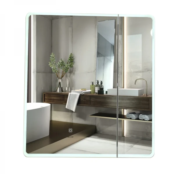 Зеркальный шкафчик Mixxus Premium Olivary CM01-60x70x13 с LED Touch, димером, регулятором яркости (MI8294)