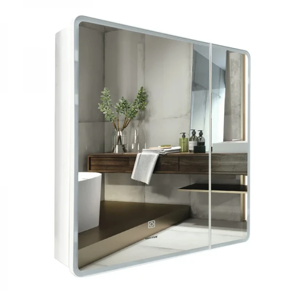 Зеркальный шкафчик Mixxus Premium Olivary CM01-70x70x13 с LED Touch, димером, регулятором яркости (MI8295)