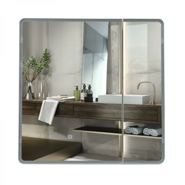 Зеркальный шкафчик Mixxus Premium Olivary CM01-70x70x13 с LED Touch, димером, регулятором яркости (MI8295)