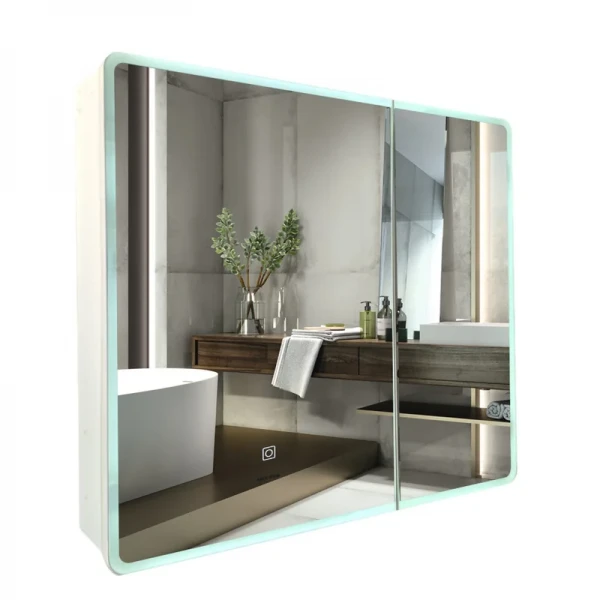Зеркальный шкафчик Mixxus Premium Olivary CM01-80x70x13 с LED Touch, димером, регулятором яркости (MI8296)