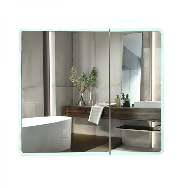 Зеркальный шкафчик Mixxus Premium Olivary CM01-80x70x13 с LED Touch, димером, регулятором яркости (MI8296)
