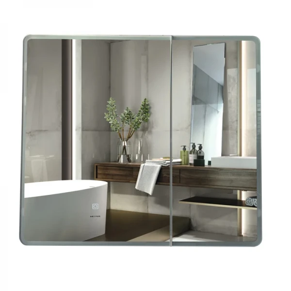 Зеркальный шкафчик Mixxus Premium Olivary CM01-80x70x13 с LED Touch, димером, регулятором яркости (MI8296)