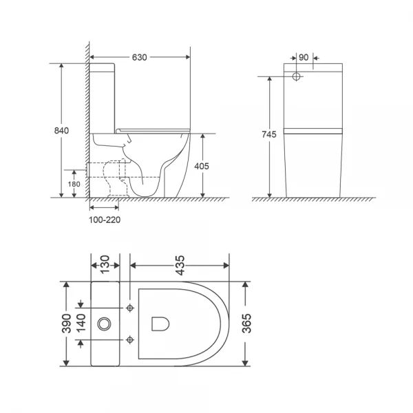Бачок до унітазу-компакту Mixxus Premium Ellipse-0401-T1 Tank 630х390х840 зі зливною арматурою (MI8317)