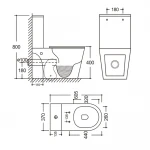 Чаша унитаза-компакта Mixxus Bevel-0405-R Bowl 605х370х800 Rimless без сиденья (MI8352)