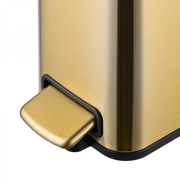 Мусорное ведро с плавным закрытием прямоугольное Mixxus Premium Quadro-TC0105 Brushed Gold 5 л (цвет матовое золото) (MI8394)