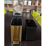 Мусорное ведро с плавным закрытием прямоугольное Mixxus Premium Quadro-TC0105 Brushed Gold 5 л (цвет матовое золото) (MI8394)