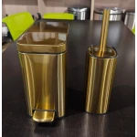 Мусорное ведро с плавным закрытием прямоугольное Mixxus Premium Quadro-TC0105 Brushed Gold 5 л (цвет матовое золото) (MI8394)
