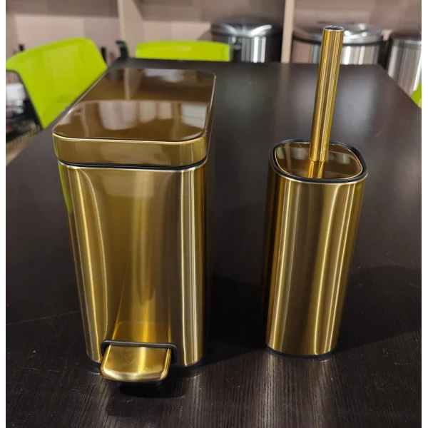 Мусорное ведро с плавным закрытием прямоугольное Mixxus Premium Quadro-TC0105 Brushed Gold 5 л (цвет матовое золото) (MI8394)