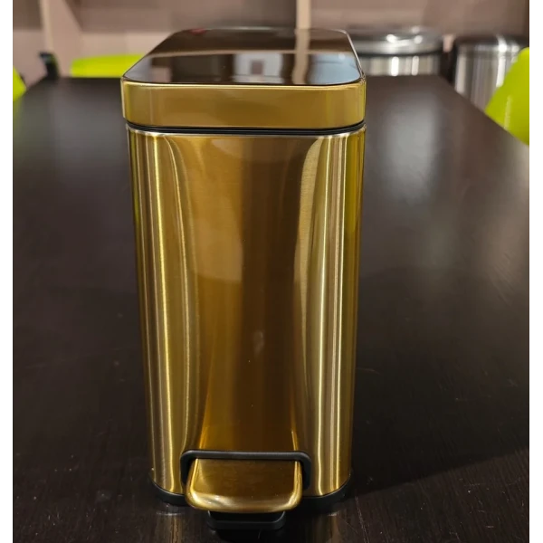 Мусорное ведро с плавным закрытием прямоугольное Mixxus Premium Quadro-TC0105 Brushed Gold 5 л (цвет матовое золото) (MI8394)