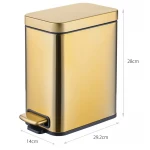 Мусорное ведро с плавным закрытием прямоугольное Mixxus Premium Quadro-TC0105 Brushed Gold 5 л (цвет матовое золото) (MI8394)