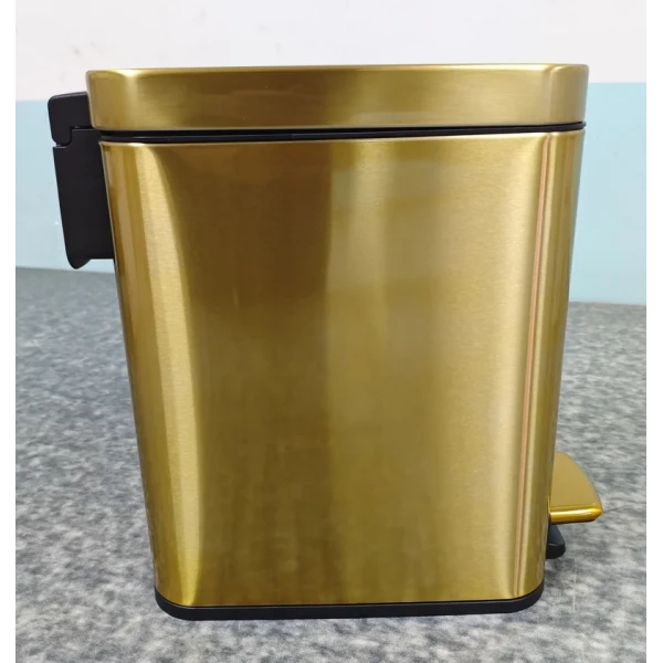 Мусорное ведро с плавным закрытием прямоугольное Mixxus Premium Quadro-TC0105 Brushed Gold 5 л (цвет матовое золото) (MI8394)