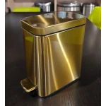 Мусорное ведро с плавным закрытием прямоугольное Mixxus Premium Quadro-TC0105 Brushed Gold 5 л (цвет матовое золото) (MI8394)