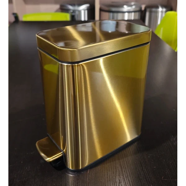 Мусорное ведро с плавным закрытием прямоугольное Mixxus Premium Quadro-TC0105 Brushed Gold 5 л (цвет матовое золото) (MI8394)