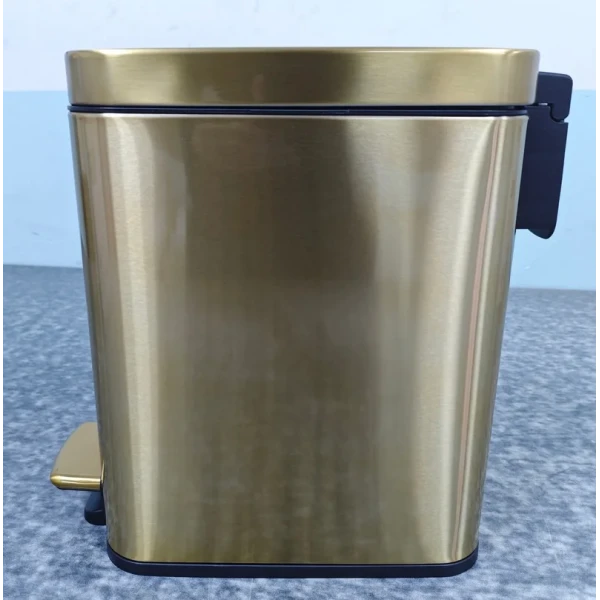Мусорное ведро с плавным закрытием прямоугольное Mixxus Premium Quadro-TC0105 Brushed Gold 5 л (цвет матовое золото) (MI8394)