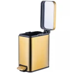 Мусорное ведро с плавным закрытием прямоугольное Mixxus Premium Quadro-TC0105 Brushed Gold 5 л (цвет матовое золото) (MI8394)