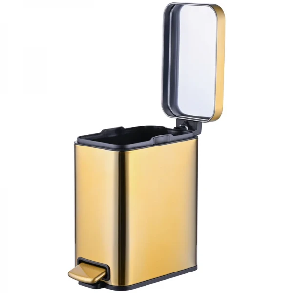 Мусорное ведро с плавным закрытием прямоугольное Mixxus Premium Quadro-TC0105 Brushed Gold 5 л (цвет матовое золото) (MI8394)