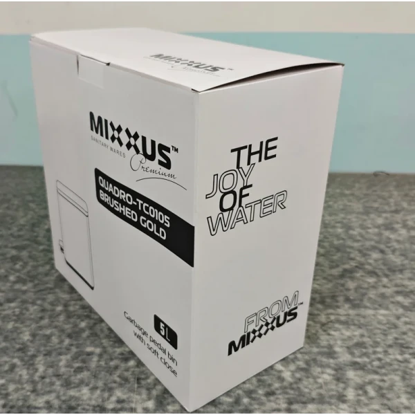 Мусорное ведро с плавным закрытием прямоугольное Mixxus Premium Quadro-TC0105 Brushed Gold 5 л (цвет матовое золото) (MI8394)