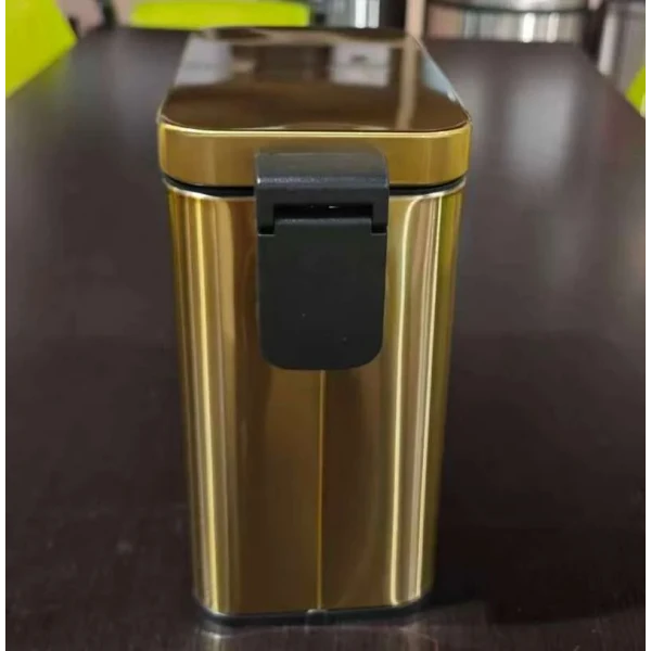 Мусорное ведро с плавным закрытием прямоугольное Mixxus Premium Quadro-TC0105 Brushed Gold 5 л (цвет матовое золото) (MI8394)