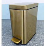 Мусорное ведро с плавным закрытием прямоугольное Mixxus Premium Quadro-TC0105 Brushed Gold 5 л (цвет матовое золото) (MI8394)