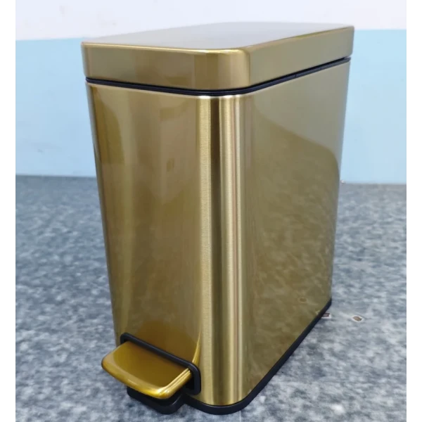 Мусорное ведро с плавным закрытием прямоугольное Mixxus Premium Quadro-TC0105 Brushed Gold 5 л (цвет матовое золото) (MI8394)