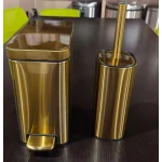 Ершик для унитаза напольный Mixxus Premium Quadro-TB0201 Brushed Gold (цвет матовое золото) (MI8395)