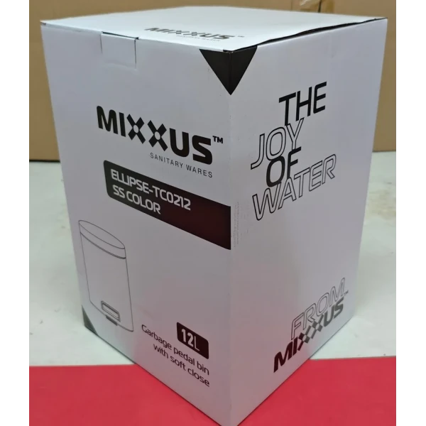 Мусорное ведро с плавным закрытием круглое Mixxus Ellipse-TC0212 SS Color 12л (цвет нержавейка) (MI8399)