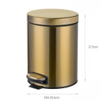 Мусорное ведро с плавным закрытием круглое Mixxus Ellipse-TC0205 Brushed Gold 5л (цвет матовое золото) (MI8400)
