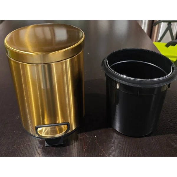 Мусорное ведро с плавным закрытием круглое Mixxus Ellipse-TC0205 Brushed Gold 5л (цвет матовое золото) (MI8400)