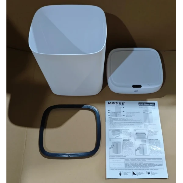 Мусорное ведро сенсорное прямоугольное Mixxus Wave-TC0314 White 14 л (цвет белый) (MI8404)