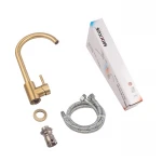 Смеситель для кухни MIXXUS SUS-011 Brushed Gold из нержавеющей стали SUS304 матовое золото с поворотным изливом (MI8435)