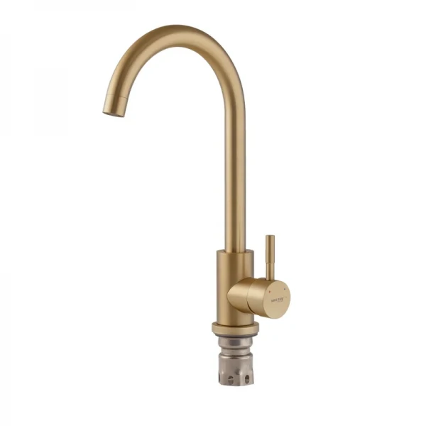 Смеситель для кухни MIXXUS SUS-011 Brushed Gold из нержавеющей стали SUS304 матовое золото с поворотным изливом (MI8435)