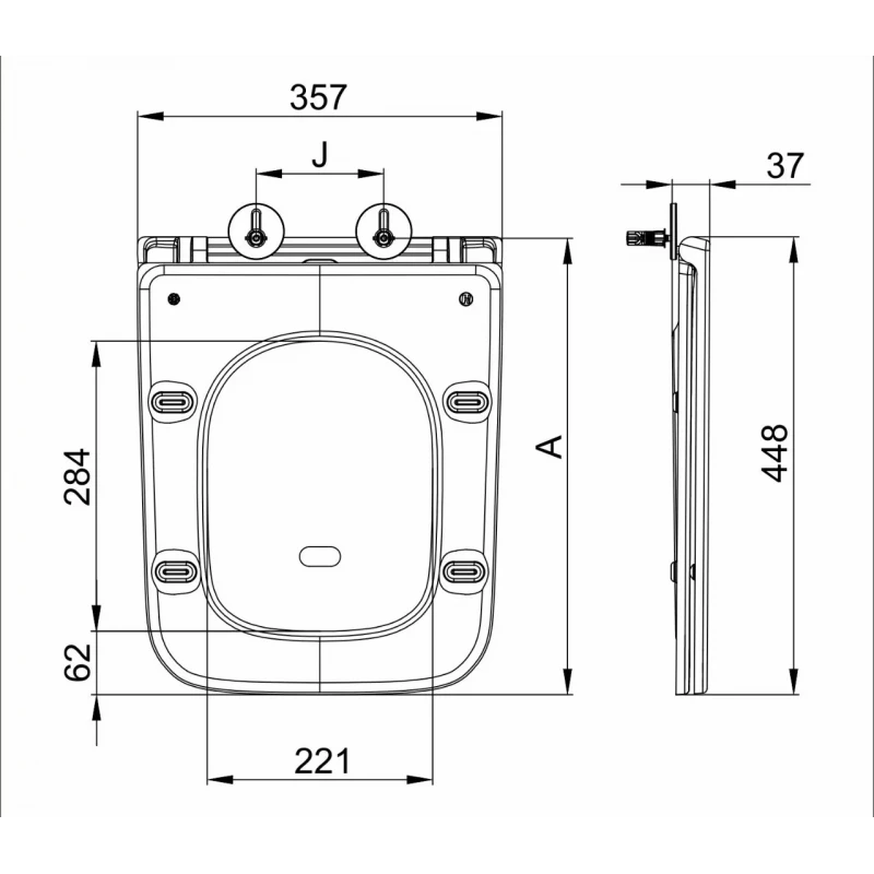 Подвесной унитаз Mixxus Premium Quadro-0302-R Black 530x360x365mm, система смыва RIMLESS (MP6455)