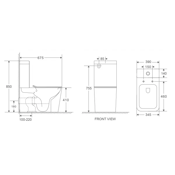 Унитаз-компакт Mixxus Premium Quadro-0402-R 675x390x855mm, система смыва RIMLESS (MP6458)