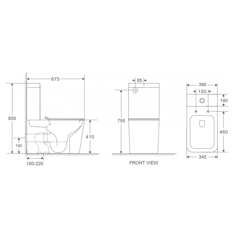 Унитаз-компакт Mixxus Premium Quadro-0402-R 675x390x855mm, система смыва RIMLESS (MP6458)