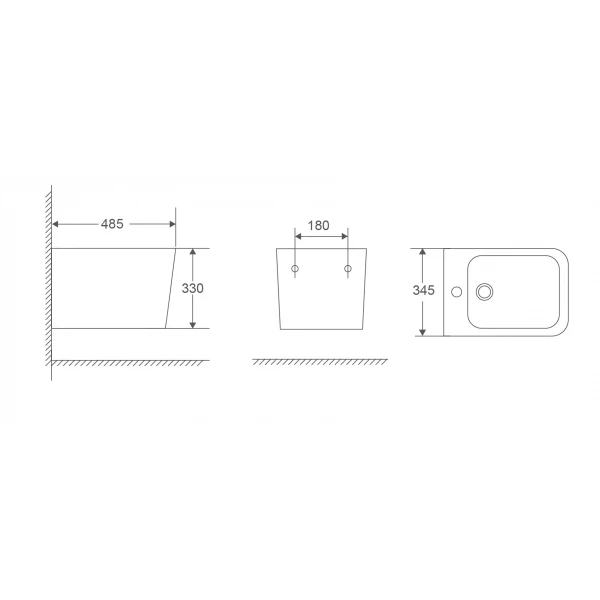 Биде подвесное Mixxus Premium Quadro-0501 485x345x325mm (MP6459)