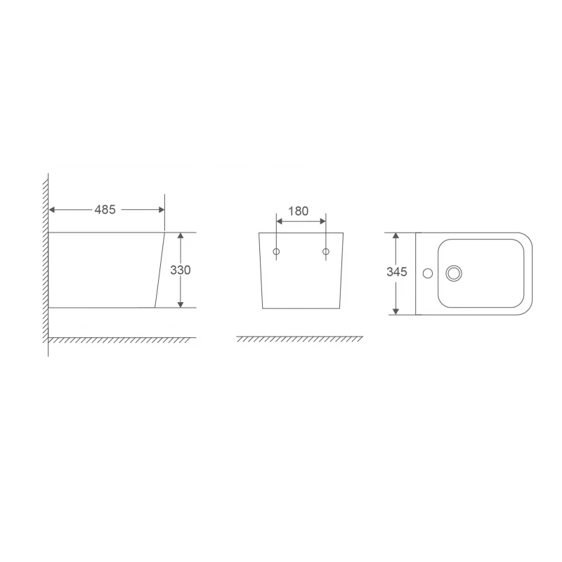 Биде подвесное Mixxus Premium Quadro-0501 485x345x325mm (MP6459)