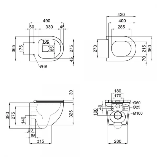 Унитаз подвесной Mixxus Premium Ellipse-0301-T3 495x365x365mm, система смыва Tornado 3.0 (MP6461)
