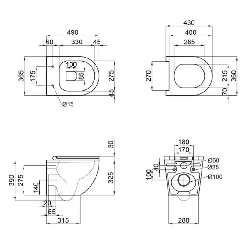 Унитаз подвесной Mixxus Premium Ellipse-0301-T3 495x365x365mm, система смыва Tornado 3.0 (MP6461)
