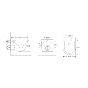 Унитаз подвесной Mixxus Premium Ellipse-0302-T3 495x360x370mm, система смыва Tornado 3.0 (MP6462)