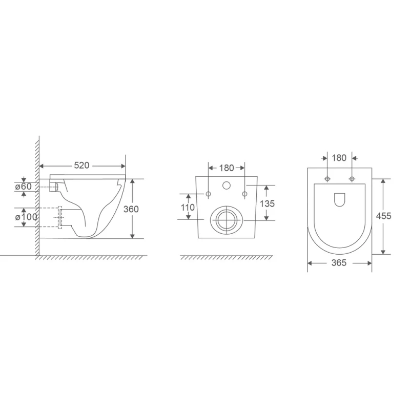 Унитаз подвесной Mixxus Premium Ellipse-0303-T3 520x365x360mm, система смыва Tornado 3.0 (MP6465)